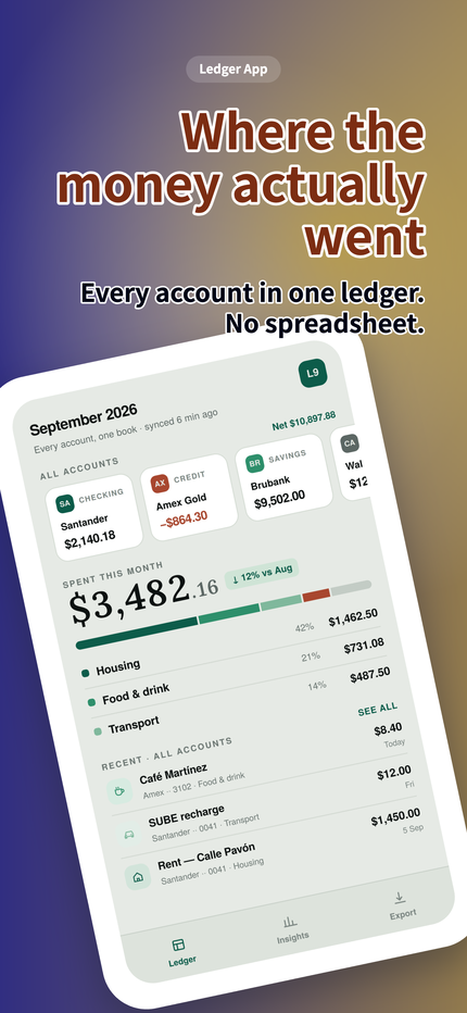 Ledger Nine: Screen 1 of 4. The panorama starts here — the left edge of the image is the left edge of the whole strip.
